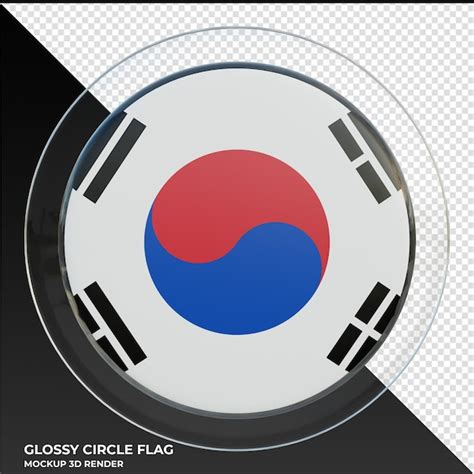 Bandeira de círculo brilhante texturizado 3d realista da coreia do sul