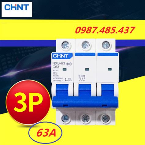 Aptomat MCB CHINT NXB63 3P C63A Át cài 3 pha tải lớn CTY TNHH TBĐ