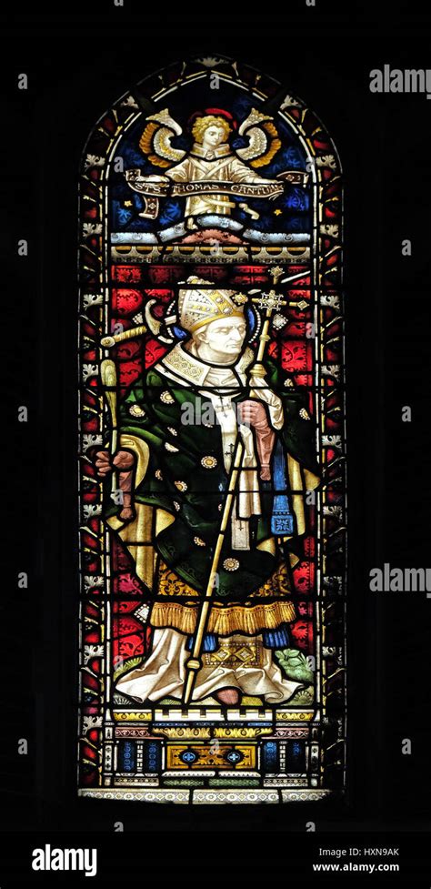 Saint Thomas Becket From Canterbury On The Stained Glass Of All Saints Anglican Church Rome