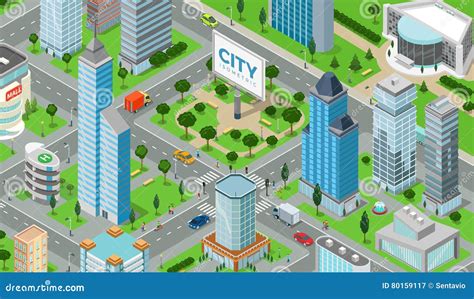 Flat Isometric City Road Model Vector Stock Vector Illustration Of