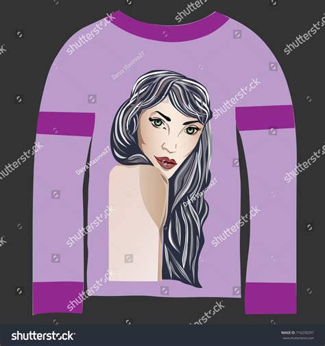 Sweater Girl And Strips Royalty Free Stock Vector 716230297