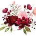 Blush And Burgundy Flowers Watercolor Clipart Collection Burgundy