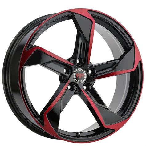 18" Revolution Racing Wheels RR20 Black with Red Face Rims #RVR018-1