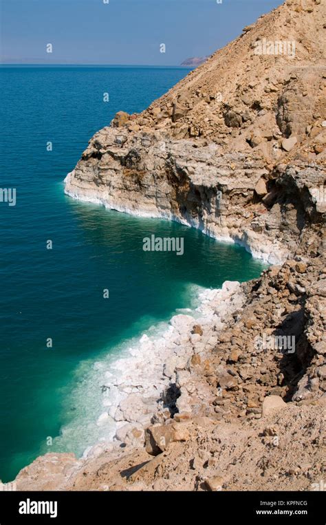 Jordan, Dead Sea, salt on the sea shore Stock Photo - Alamy