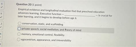 Solved Question 20 1 Point Empirical Evidence And Chegg