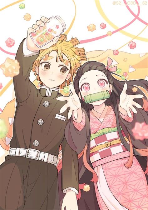 Zenitsu Agatsuma and Nezuko Kamado from Demon Slayer