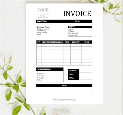 Invoice Template Editable Invoice Printable Invoice Simple Etsy Porn Sex Picture