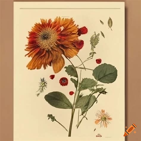 Vintage Pressed Flowers Botanical Poster Inspired By Jules Verne S