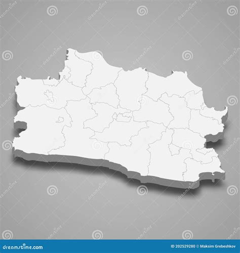 3d Isometric Map Of West Java Is A Province Of Indonesia Stock