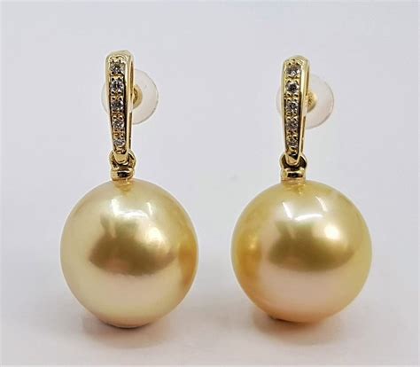 12x13mm Deep Golden South Sea Pearls 0 08ct 14 Kt Gold Catawiki