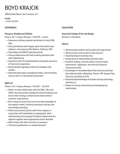 Category Manager Resume Samples Velvet Jobs