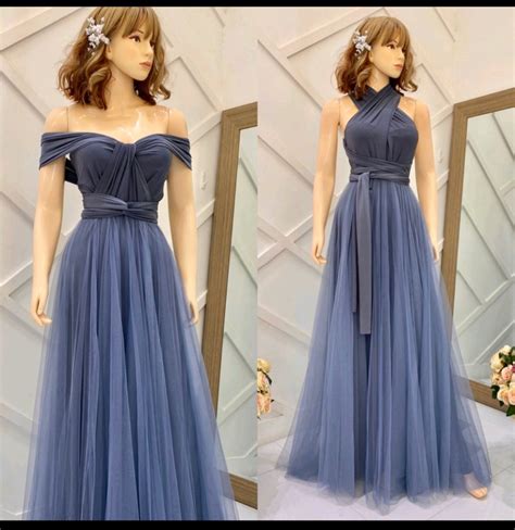 Infinity Gown With Tulle Dusty Blue Women S Fashion Dresses