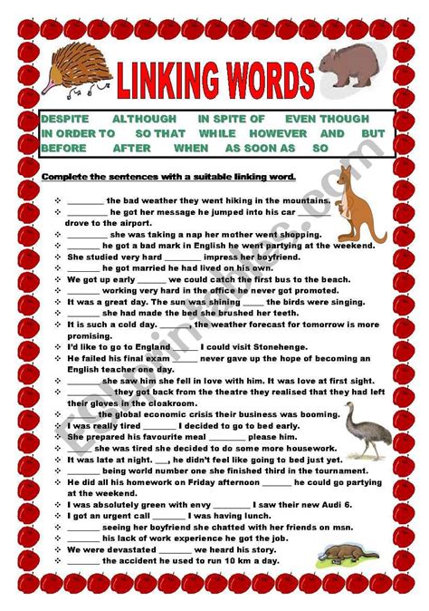 Linking Words Esl Worksheet By Ildibildi