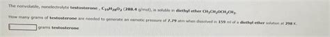 Solved The Nonvolatile Nonelectrolyte Testosterone C Chegg