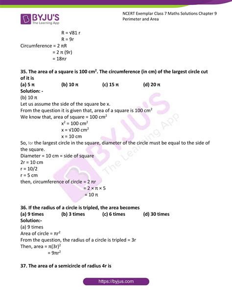 Ncert Exemplar Solutions For Class Maths Chapter Perimeter And Area