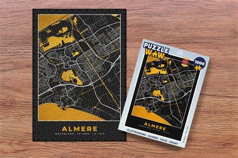 Puzzel Plattegrond Almere Goud Zwart Legpuzzel Puzzel 1000