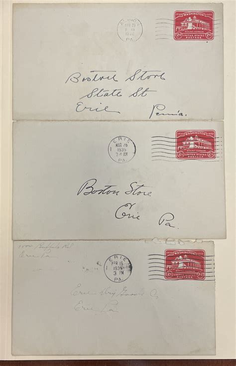 Postal Stationary U525 Lot Of 3 Used Entires Albion Erie PA 1932