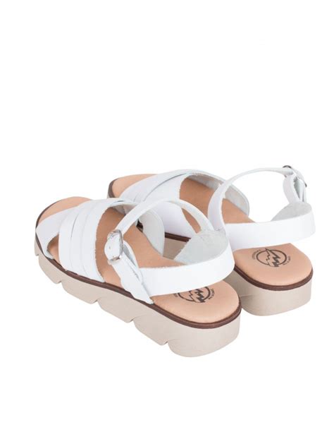 Sandalias Piel Tiras Blancas Mujer PERA LIMONERA