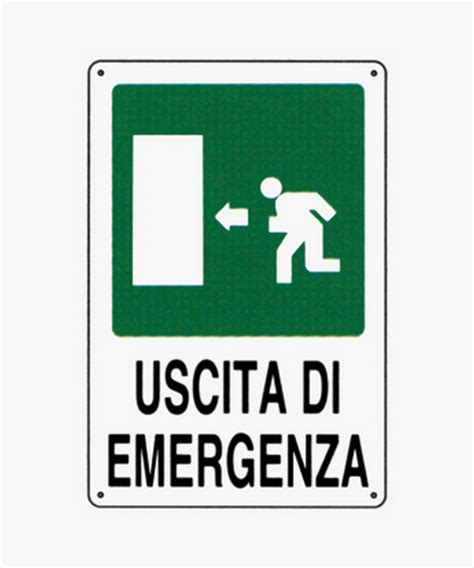 Cartello Uscita Di Emergenza Sinistra Cm 20x30 Brico Gigi