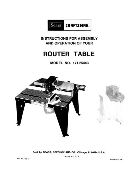 Craftsman Industrial Router Table Manual