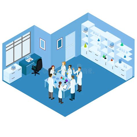 Flat 3d Web Isometric Scientific Lab Infographic Concept Icon Stock