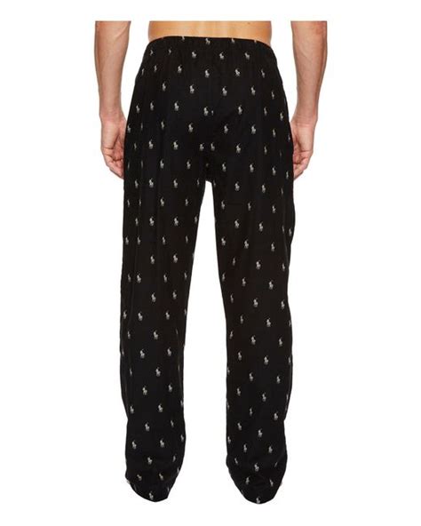 Polo Ralph Lauren Printed Pony Cotton Pajama Pants In Black For Men