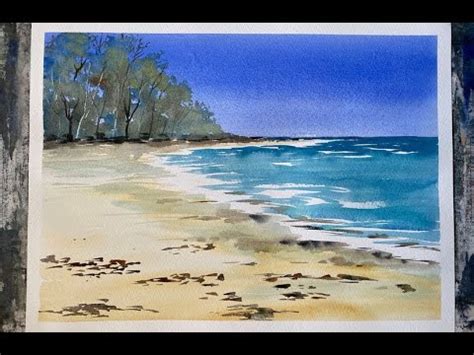 How To Paint A Simple Deserted Beach Watercolour Seascape Loose