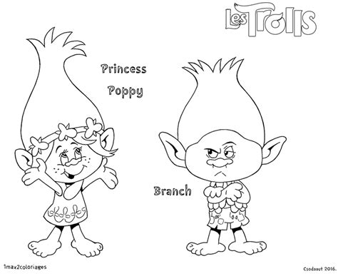 Coloriage Du Film Trol Princesse Poppy Est Heureuse Et Branch Boude