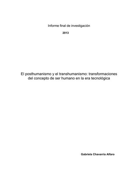 El Posthumanismo Y El Transhumanismo