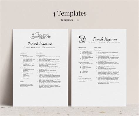 Microsoft Word Recipe Template Editable, 4 Recipe Page Template, Recipe ...