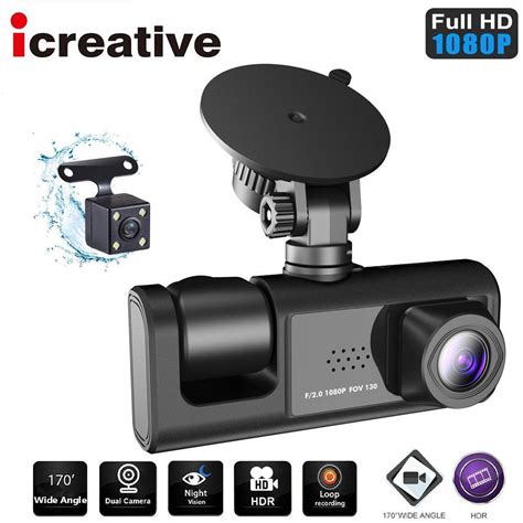 Cheap Icreative Car DVR 3 Cameras Full HD 1080P Dual Lens Car DVR