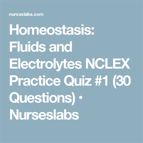 Fluid Electrolyte NCLEX Practice Quiz 120 Questions Nclex Fluid