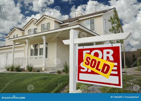 Sold Home For Sale Sign And House Stock Photo Image Of House