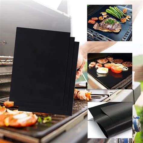 5 PI CES TAPIS De Barbecue Noir Feuille De Cuisson 50 X 40 Cm Antiadh