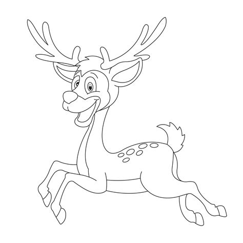 Cute Deer Coloring Page for Kids Animal Outline Reindeer Coloring Book ...