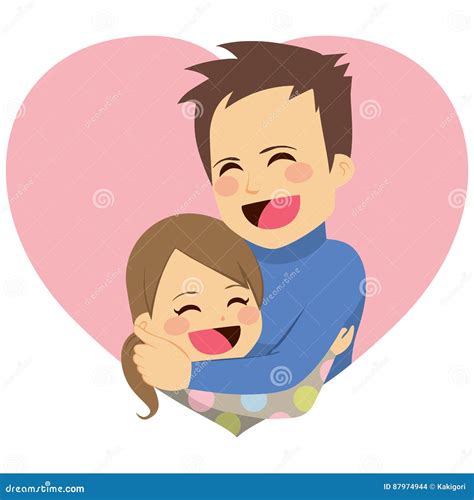 Daughter Hugging Father stock vector. Illustration of cartoon - 87974944