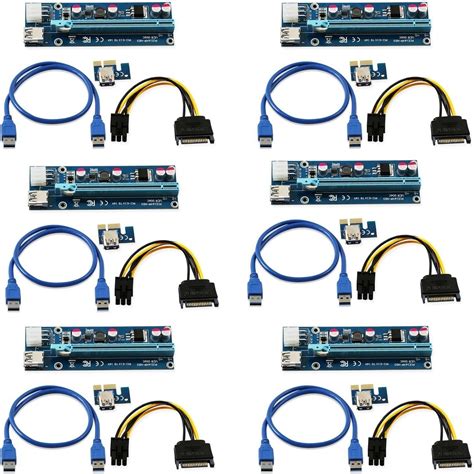 LONGXI 6 Pack 6 Pin Powered PCI E PCI Express Riser VER 006C 1X To