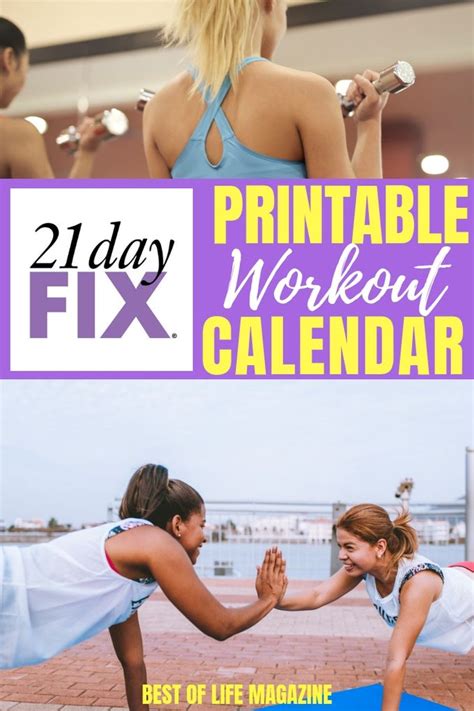 Use This Day Fix Printable Workout Calendar To Stay On Track With