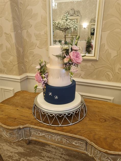 Navy Blue And Blush Wedding Cake Mel S Amazing Cakes