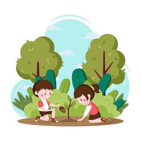 Happy Kids Planting Tree at Tu Bishvat Celebration 19479381 Vector Art at Vecteezy