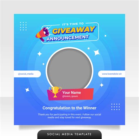 Creative giveaway winner announcement social media post banner template. 25366695 Vector Art at ...