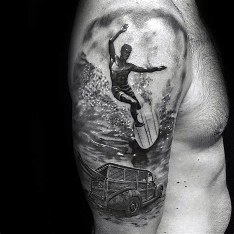 90 Surf Tattoos For Men Oceanic Design Ideas Surf Tattoo Waves