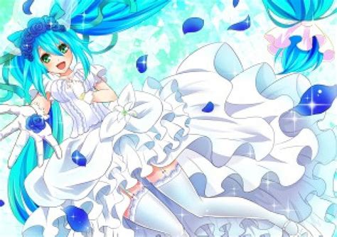 Sapphire Rose Petals Vocaloid Hatsune Miku Wedding Dress Green