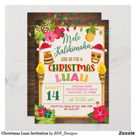 Christmas Luau Invitation | Zazzle in 2023 | Luau invitations ...