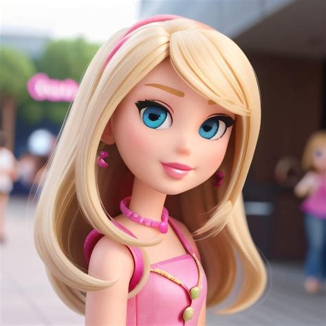 Premium AI Image A Barbie Doll With A Pink Dress And A Pink Dress