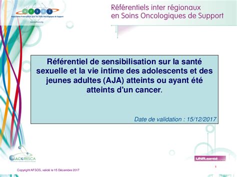 Référentiel De Sensibilisation Sur La Santé Sexuelle Et La Vie Intime