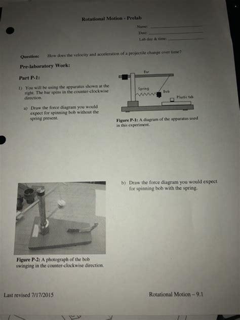 Solved Rotational Motion Prelab Name Date Lab Day Time Chegg