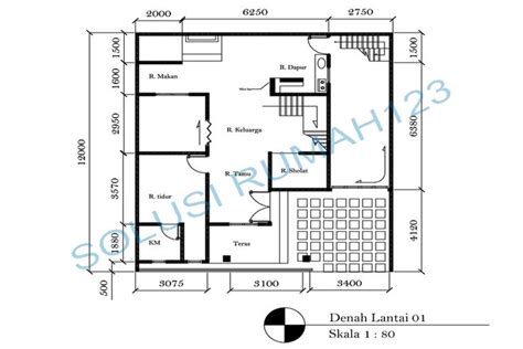 Desain Gambar Kerja Denah Lantai 1 Untuk Rumah 2 Lantai Denah Lantai