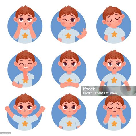 Kartun Anak Kecil Avatar Menghadapi Emosi Dan Perasaan Emoji Anak