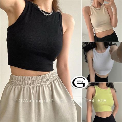 Áo Croptop Ba Lỗ Nữ Ngược Ôm Body Chất Thun Gân Cao Cấp Mền Mát Co Giãn